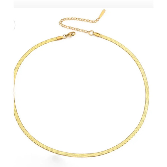 2mm Herringbone Necklace | Yellow Gold Plated 925 Sterling Silver - Picture 11 of 15